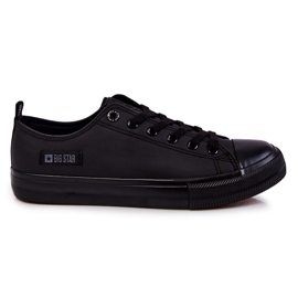 Tênis masculino baixo de couro Big Star KK174009 preto