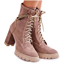 Lewski Shoes Bota de camurça com cadarço sapatos Lewski 3244 / G bege marrom