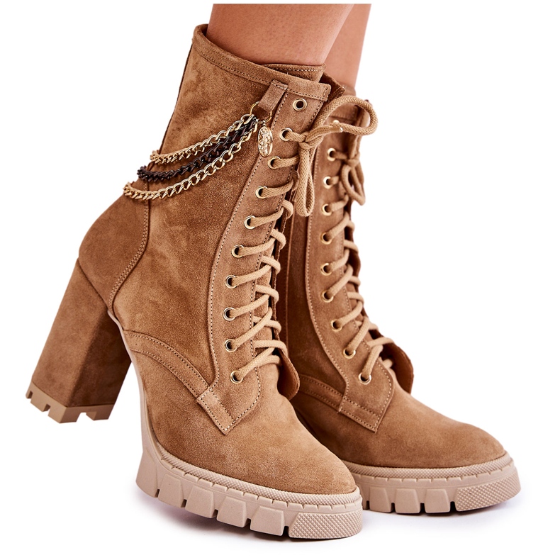 Lewski Shoes Bota de camurça com cadarço sapatos Lewski 3244 / G bege