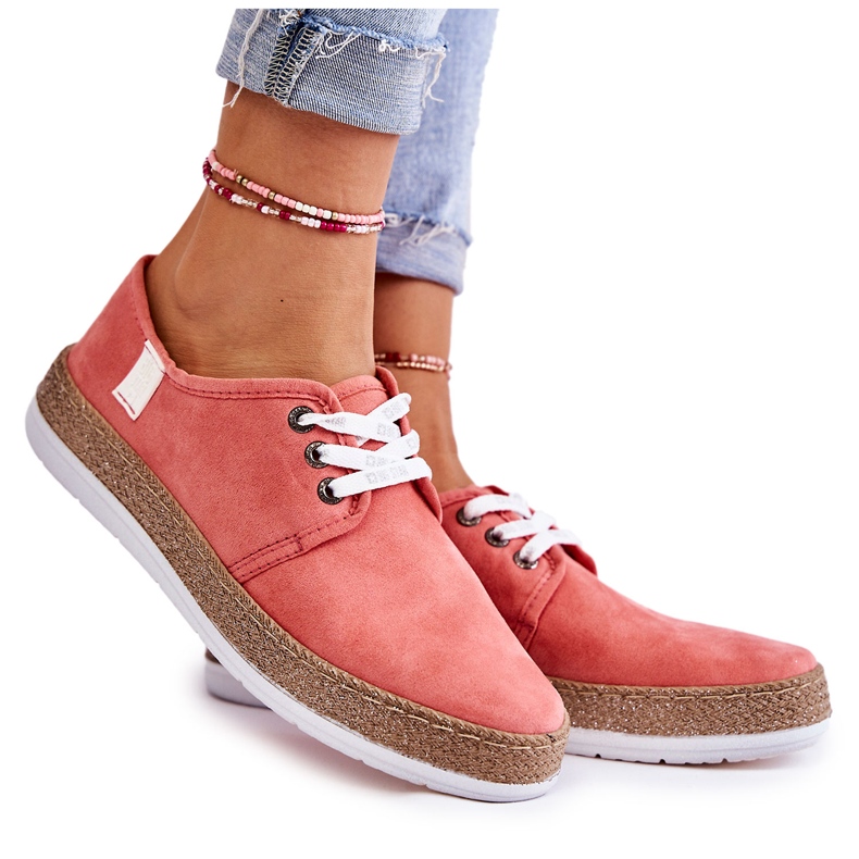 Tênis feminino baixo Memory Foam System Big Star KK276006 Coral vermelho