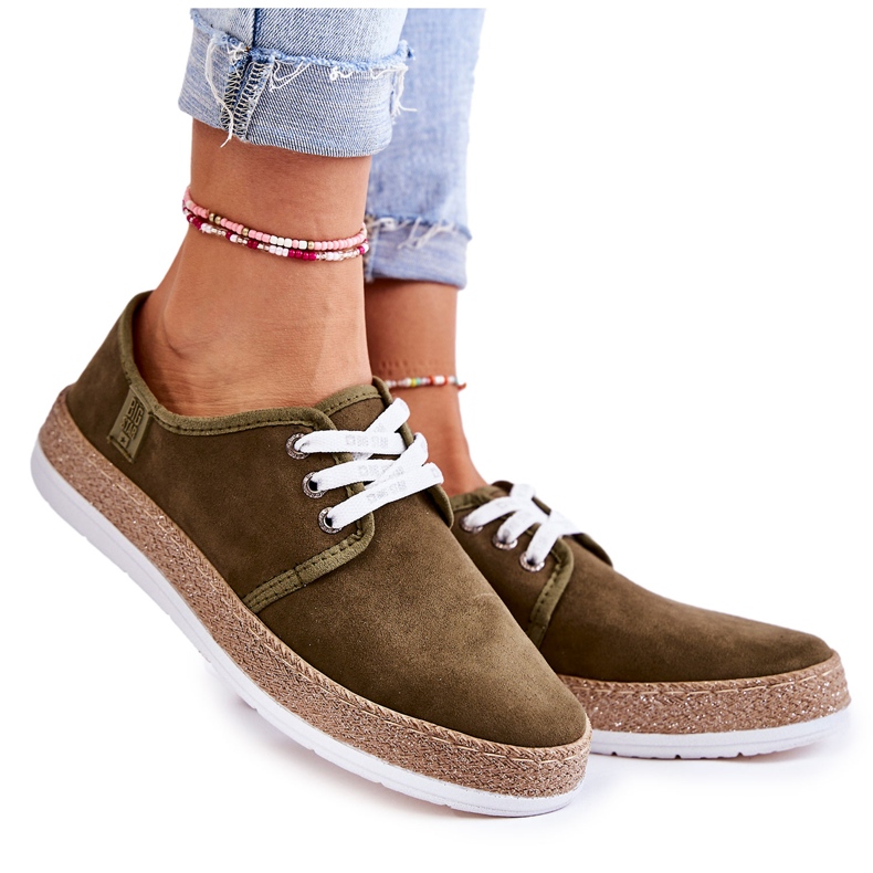 Tênis feminino baixo Memory Foam System Big Star KK276007 Cáqui verde