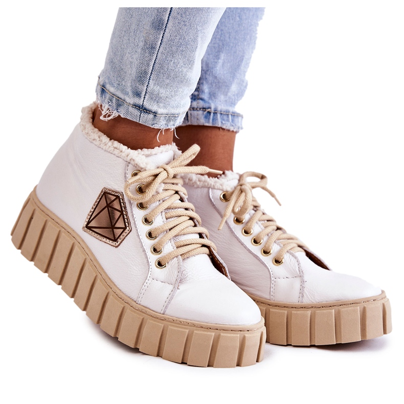 Lewski Shoes Sapatos esportivos de couro amarrados Lewski brancos 3252 / N