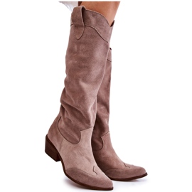 Lewski Shoes Botas femininas de salto alto Lewski 3235 Cappucino bege