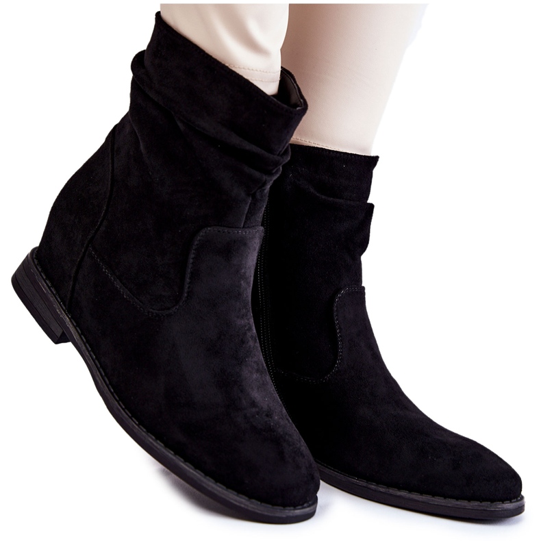 S.Barski Botas de camurça na moda em uma cunha preta Finney escondida preto