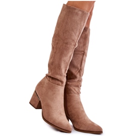 PS1 Botas Clássicas de Camurça com Zíper Bege Leyette