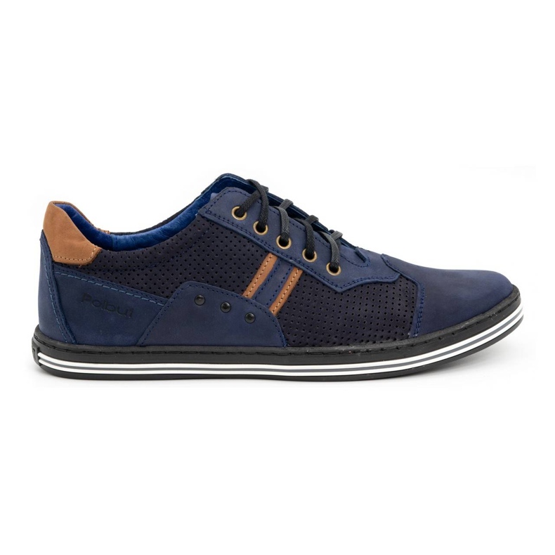 Polbut Sapatos casuais de homem 1801P azul marinho nubuck/camel