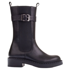 Marco Shoes Botas altas com borracha larga preto