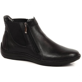 Botas femininas de couro confortáveis ​​com zíperes Łukbut isolados preto
