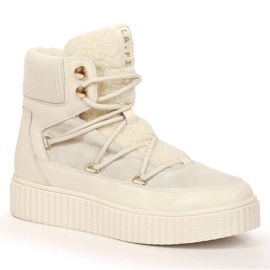 Botas de couro com cadarço em uma plataforma bege claro Laura La.Fi Botas de couro com cadarço em uma plataforma bege claro Laura La.Fi