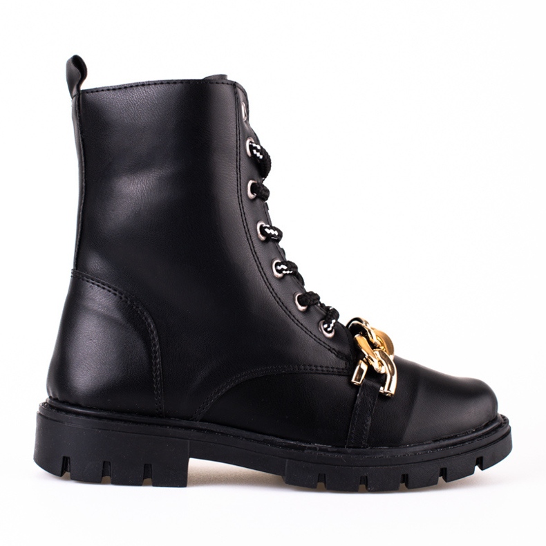 Botas de menina pretas com corrente Shelovet preto