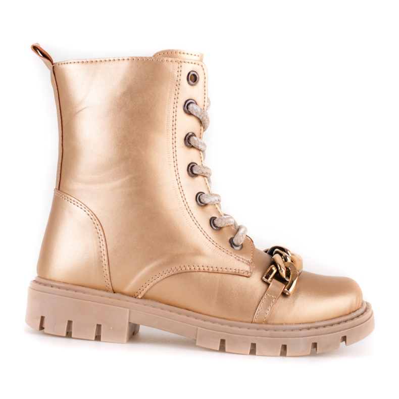 Botas de menina douradas com corrente Shelovet dourado