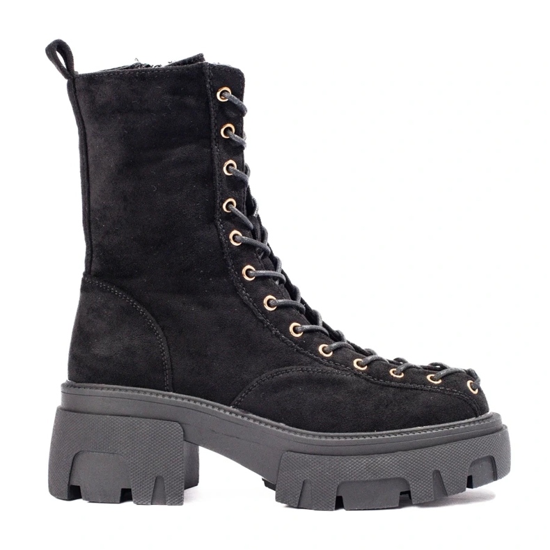 Trabalhadores femininos de camurça preta com cadarços preto