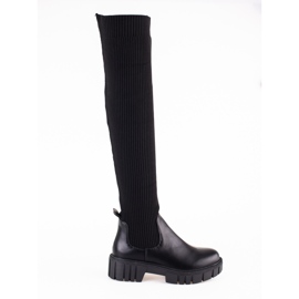 Mosqueteiras femininas com cabedal flexível Shelovet preto