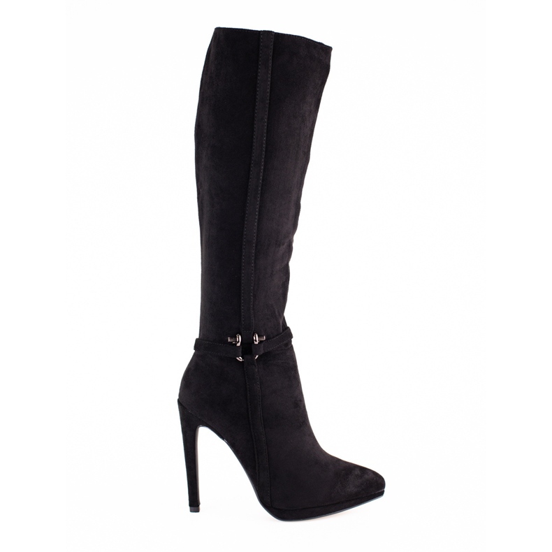 Botas femininas com salto agulha preto Shelovet