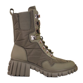 Botas femininas com cadarço na plataforma Shelovet verde
