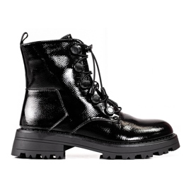 Botas Shelovet de mulher pretas lacadas preto