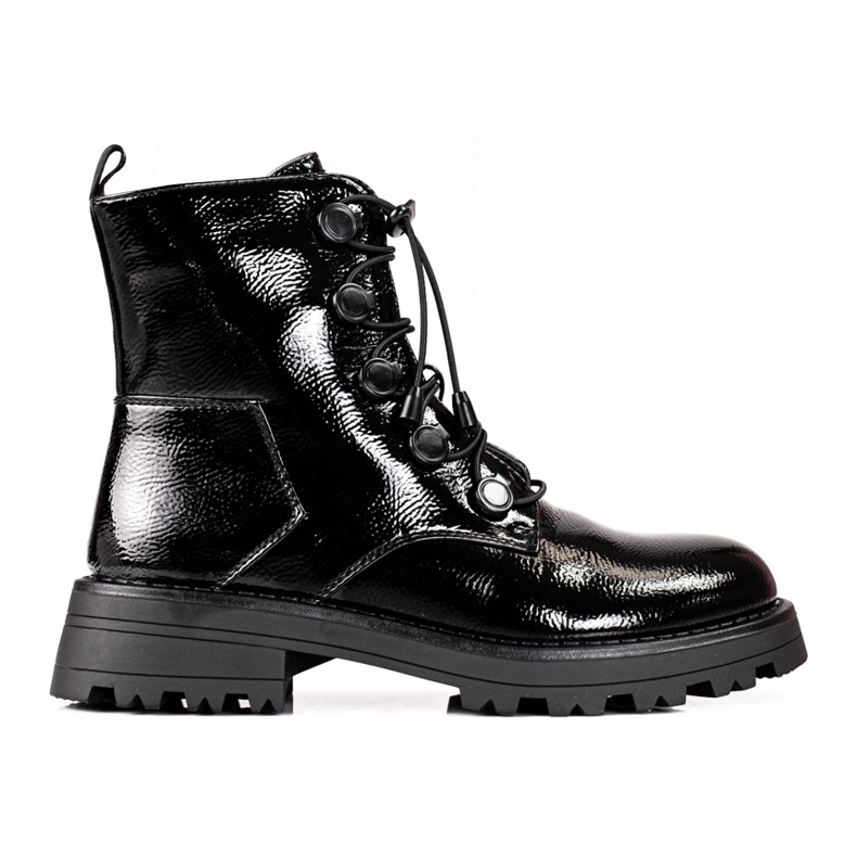 Botas Shelovet de mulher pretas lacadas preto