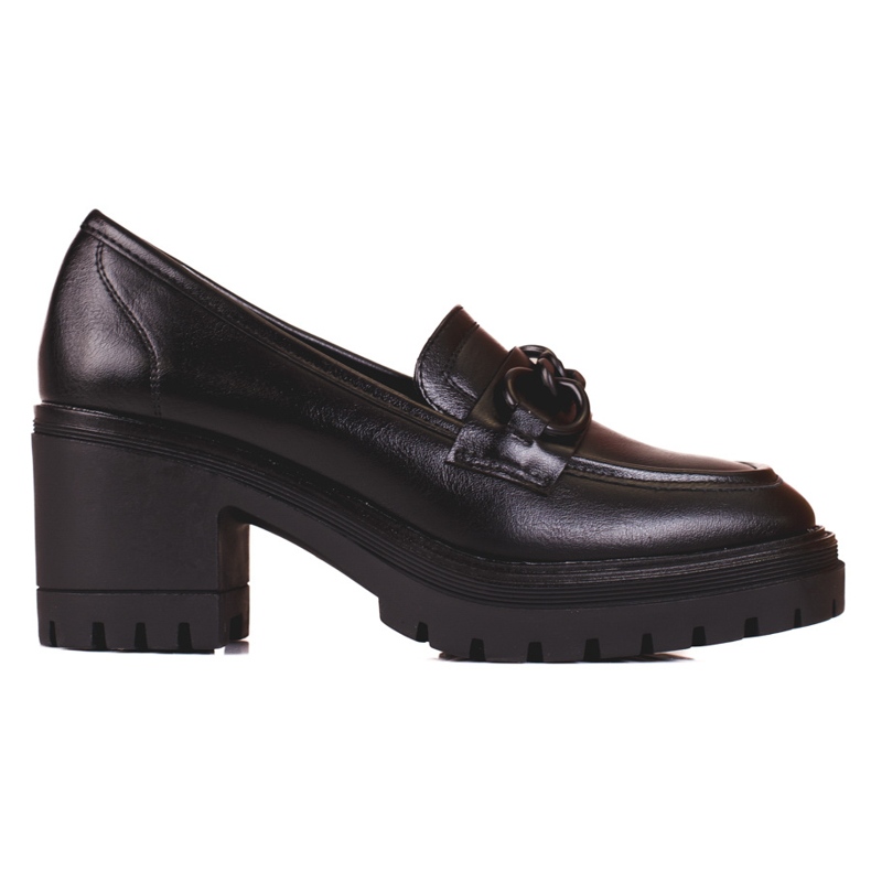 Mocassins femininos de salto alto preto Vinceza