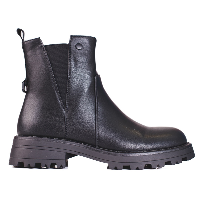 Botas Chelsea femininas pretas em couro ecológico preto