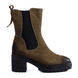 Botas femininas em poste com cabedal alto Vinceza marrom