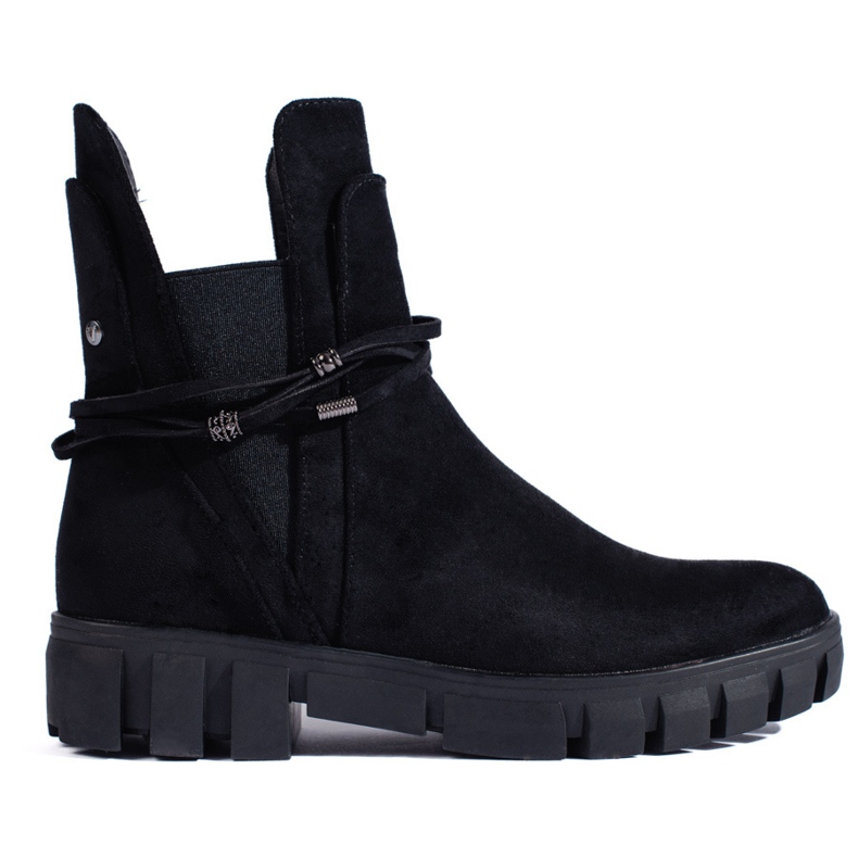 Botas Chelsea pretas femininas na plataforma Vinceza feitas de camurça ecológica preto