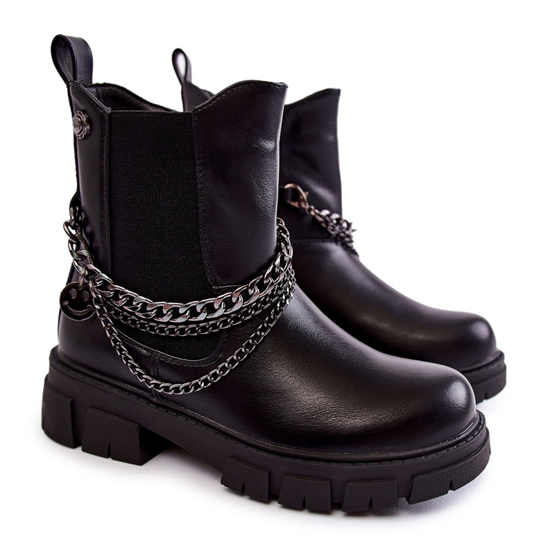 Vinceza Botas de couro com isolamento infantil Black Lise preto
