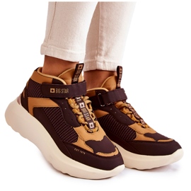 Tênis esportivo feminino Memory Foam System Big Star KK274404 Marrom