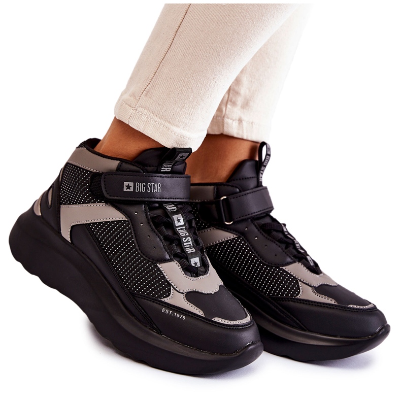 Tênis esportivo feminino Memory Foam System Big Star KK274403 Preto