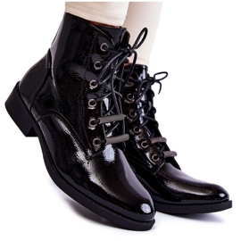 S.Barski Botas quentes femininas clássicas lacadas Grimma preto