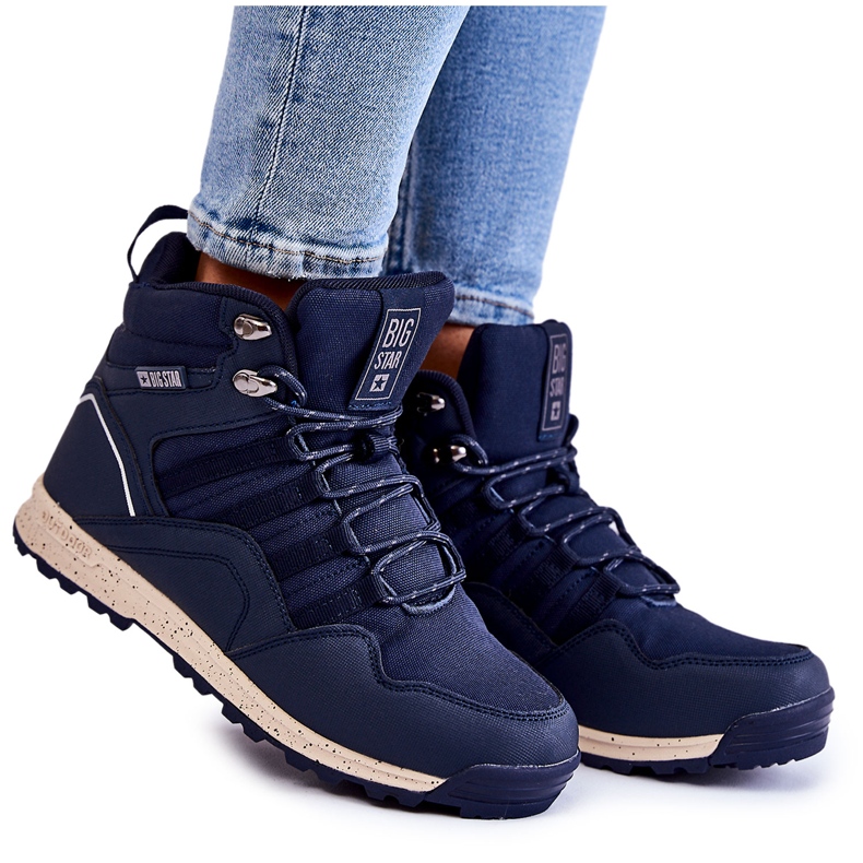 Tênis feminino de trekking alto Big Star KK274611 azul marinho