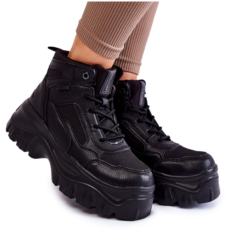 Big Star Botas da moda com memória espuma grande estrela KK274371 preta preto