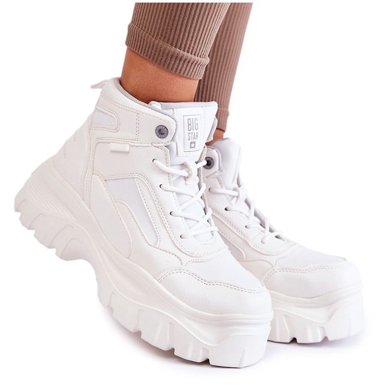 Big Star Botas da moda com memória espuma grande estrela KK274369 branca branco