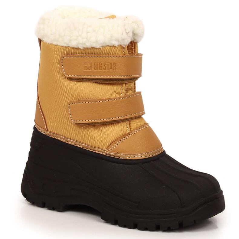 Botas de neve para crianças com camelo isolado em velcro Big Star KK374237 preto amarelo