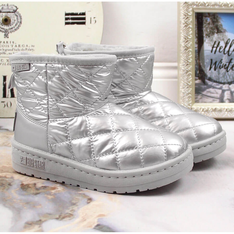 Botas de neve para menina, acolchoadas, acolchoadas e com isolamento prateado Big Star KK374241 prata