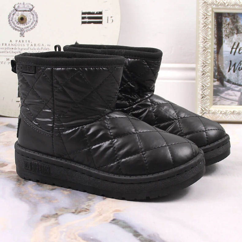 Botas de neve pretas acolchoadas, acolchoadas, para menina Big Star KK374242 preto