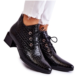 Vinceza Botas femininas com estampa de crocodilo Black Farrah preto