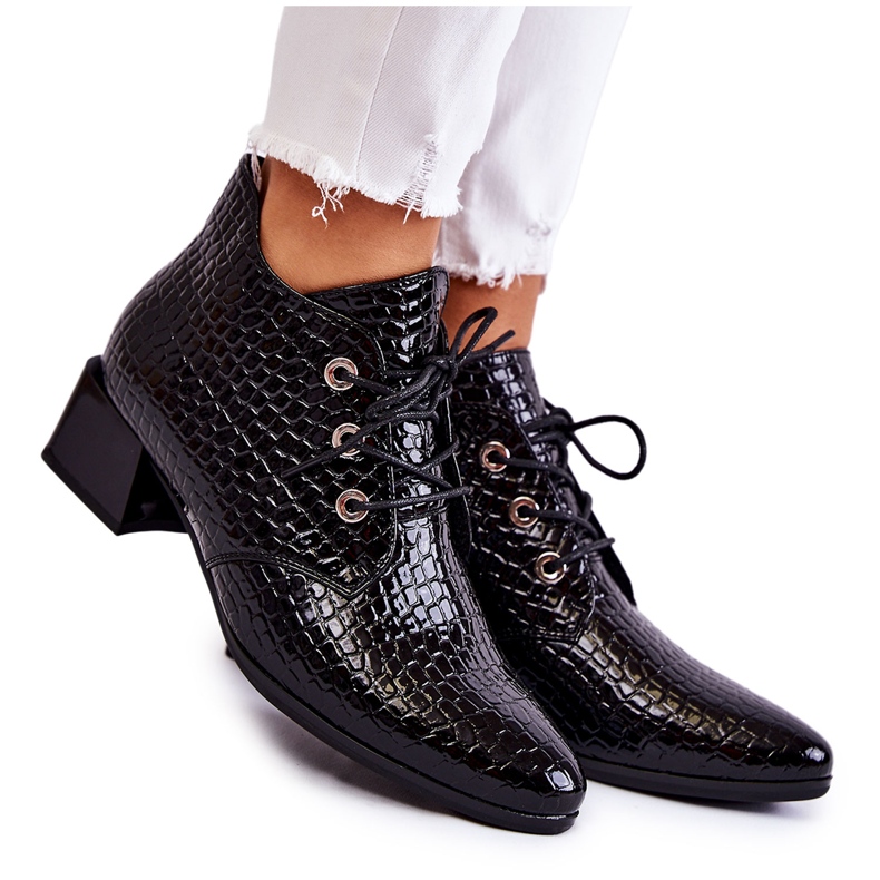 Vinceza Botas femininas com estampa de crocodilo Black Farrah preto