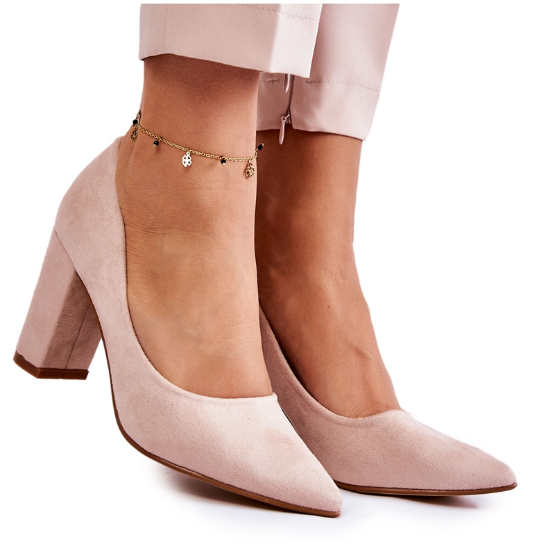 PS1 Sapatos de camurça clássicos em um salto Kendra bege castanho