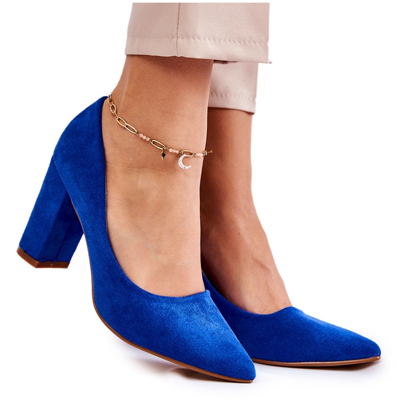 PS1 Sapatos de camurça clássicos em um salto azul Kendra