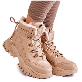 PE1 Botas Quentes Femininas na Plataforma Bege Ofelia marrom