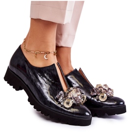 PA2 Sapatos lacados elegantes com decoração Cindy Preto e Cinza PA2 Sapatos lacados elegantes com decoração Cindy Preto e Cinza