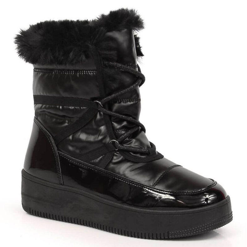 Botas de neve com plataforma e pele NEWS W EVE379 preto