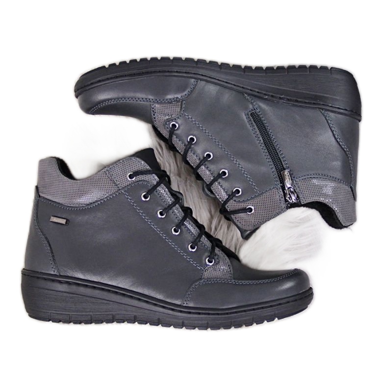 Botas de couro com cunha isolada Helios W H524A cinza