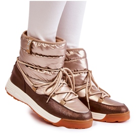 Botas de neve para mulher Memory Foam Big Star KK274276 Dourado-marrom