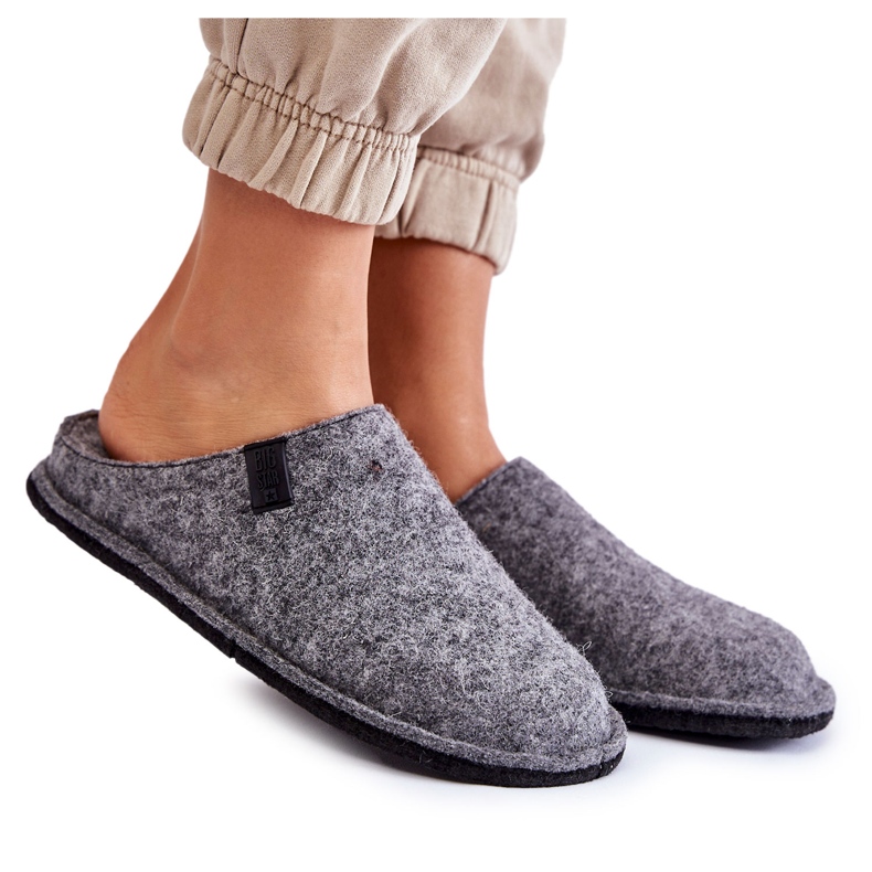 Chinelos femininos de feltro clássico Big Star KK276014 cinza