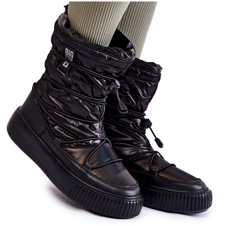 Botas de neve quentes pretas femininas Big Star KK274193 preto