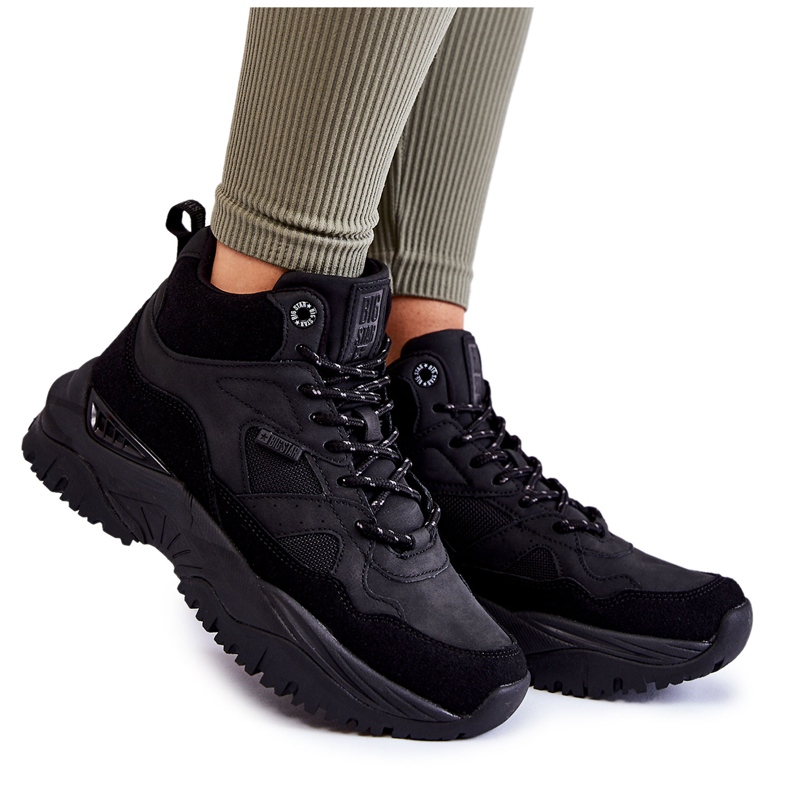 Tênis esportivo feminino alto com memória espuma sistema Big Star KK274356 preto