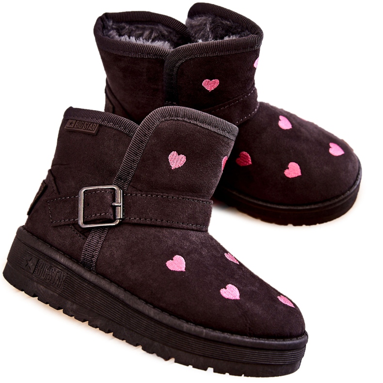 Botas de neve infantil Big Star KK374244 Cinza rosa