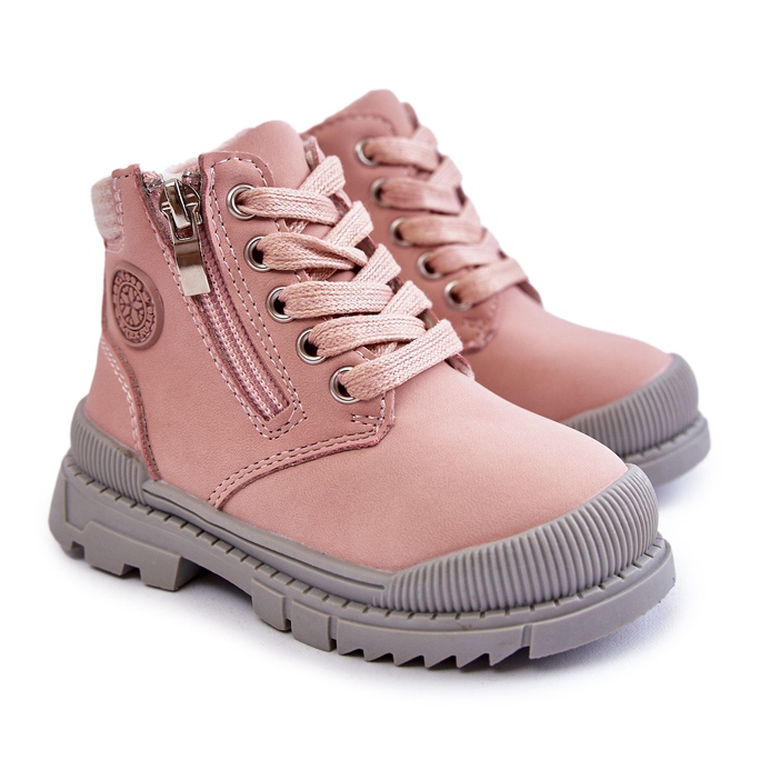 PE1 Botas com isolamento de pele para crianças Pink Hopper Trappers rosa