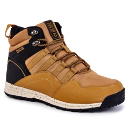 Tênis feminino de trekking alto Big Star KK274609 Camel bege preto amarelo